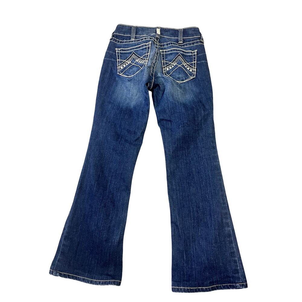 Ariat Mid-Rise Embroidered Bootcut Dark Denim Jeans, Women's 26S Western Cowgirl - Picture 2 of 11